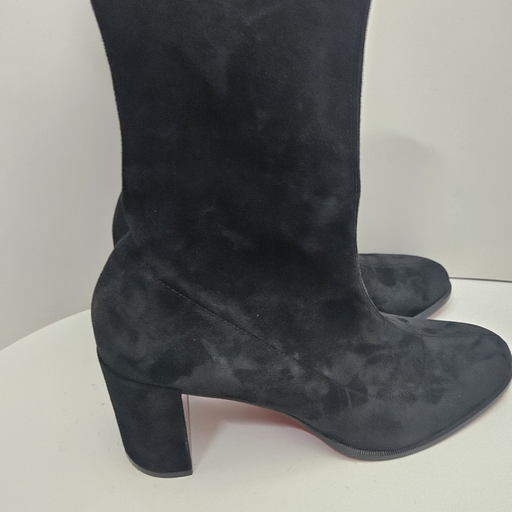 Christian Louboutin Adoxa Stretch Suede Red-Sole Booties "Missing One Zipper Pul